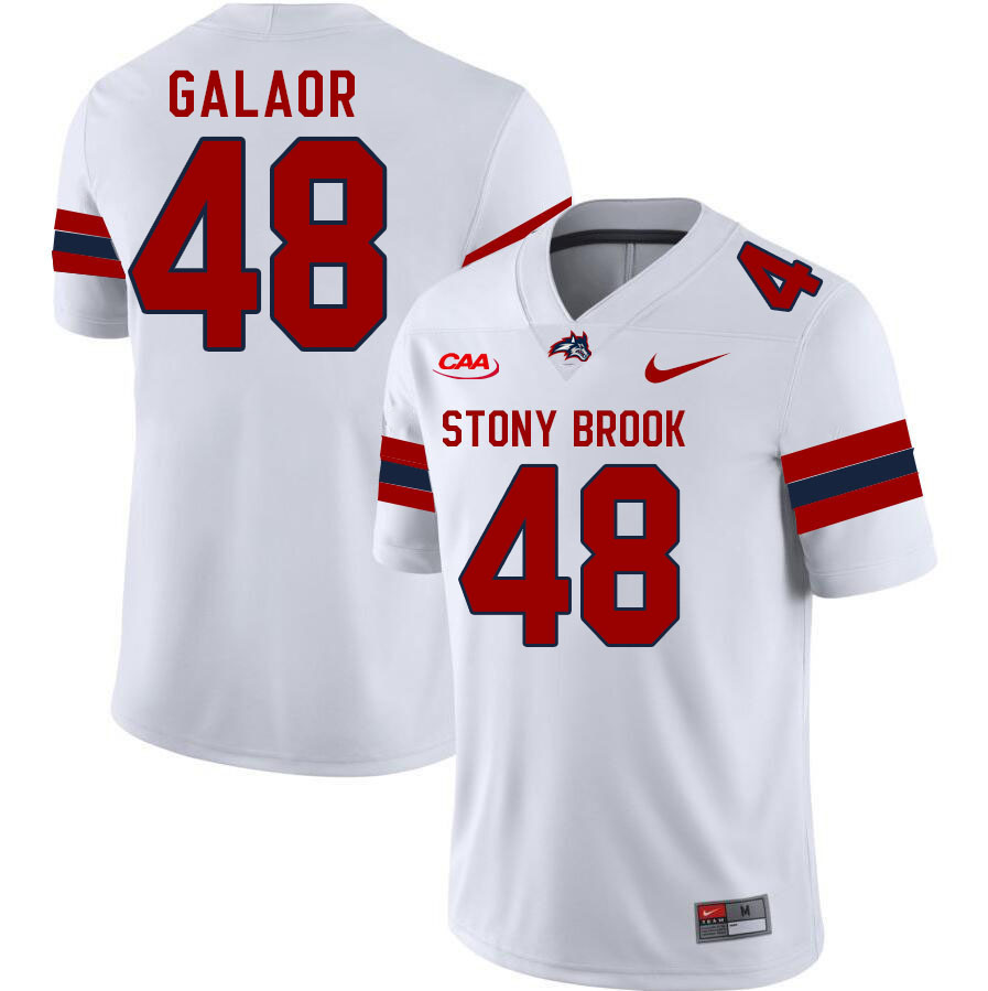 Stony Brook Seawolves #48 Jordan Galaor College Football Jerseys Stitched Sale-White